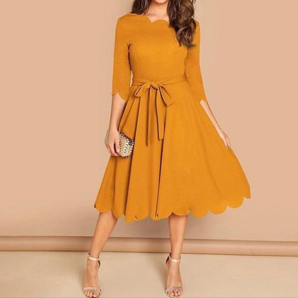 Scalloped Skater Dress